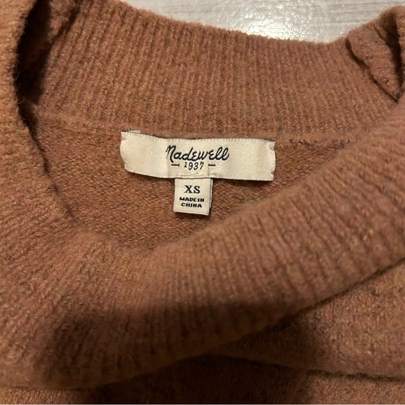 Madewell Connection Sweater Wool Acrylic Blend Brown Oversized XS - Picture 9 of 10
